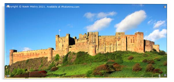 Bamburgh Castle Panoramic  Acrylic by Navin Mistry