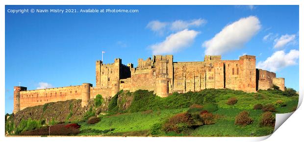 Bamburgh Castle Panoramic  Print by Navin Mistry