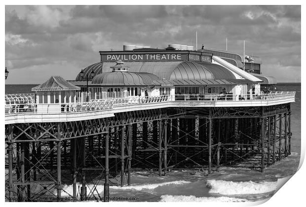 The Pavilion Theater in the seaside town of Cromer in black and white Print by Chris Yaxley