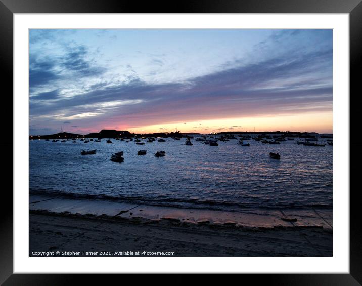 Sunset Hugh Town Framed Mounted Print by Stephen Hamer