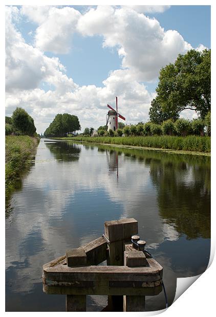 Damme Windmill, Belgium 2 Print by colin ashworth