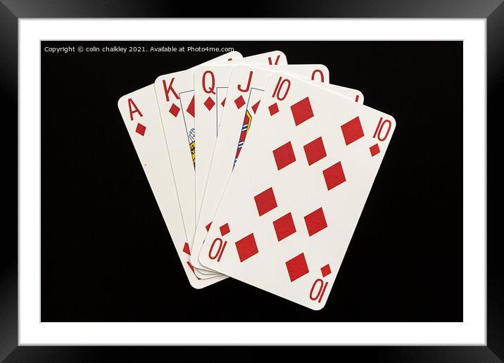 Royal Flush in Diamonds Framed Mounted Print by colin chalkley