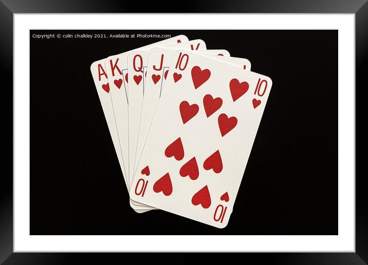 Royal Flush in Hearts Framed Mounted Print by colin chalkley