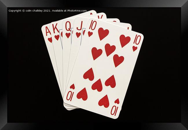 Royal Flush in Hearts Framed Print by colin chalkley