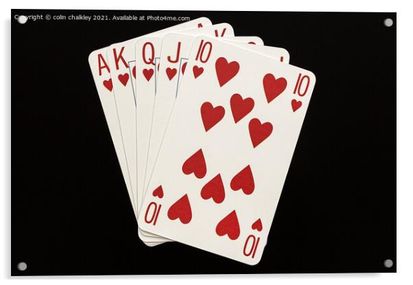 Royal Flush in Hearts Acrylic by colin chalkley