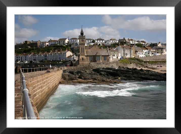 Porthleven Church Framed Mounted Print by Sandra Day