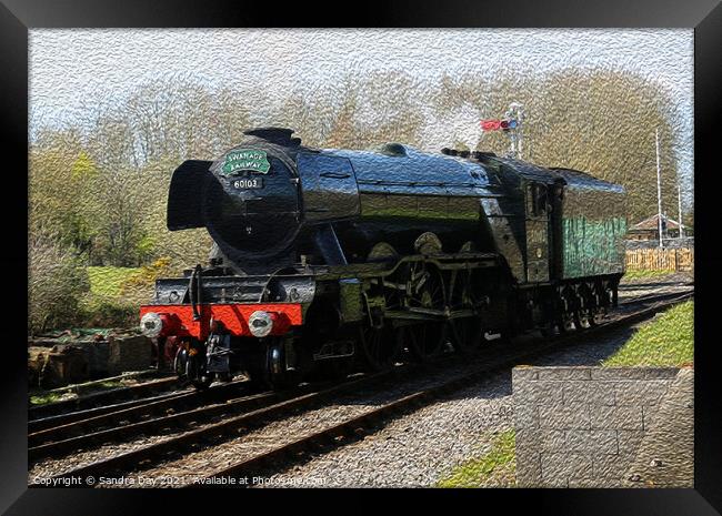 Flying Scotsman Oil painting lookalike Framed Print by Sandra Day