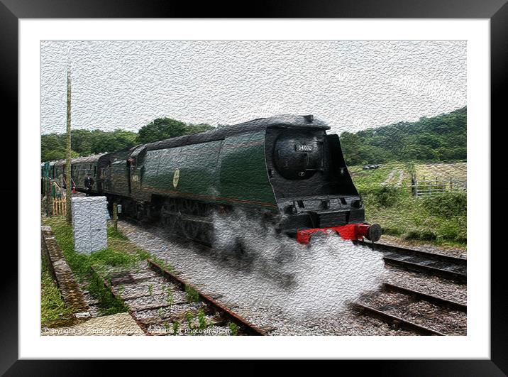 Manston Steam Train, Oil painting lookalike Framed Mounted Print by Sandra Day