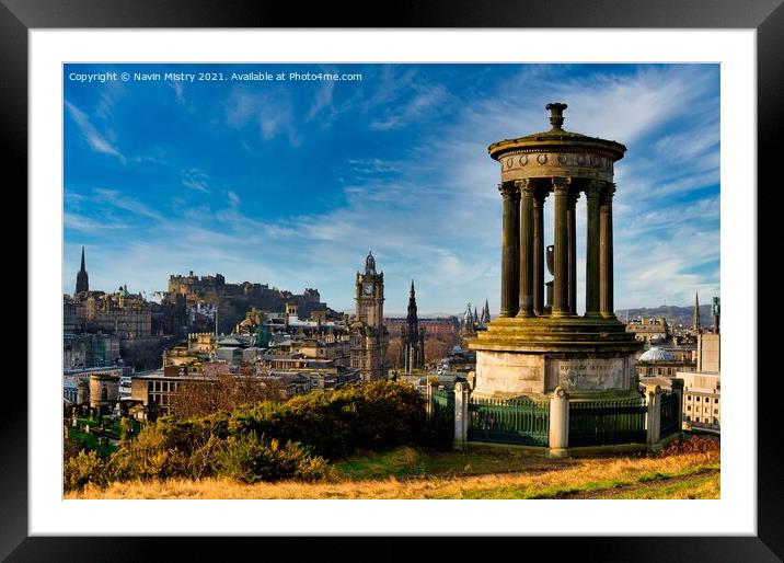 A View of Edinburgh from Calton Hill  Framed Mounted Print by Navin Mistry