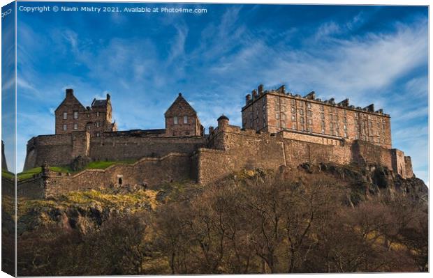 Edinburgh Castle with a blue sky Canvas Print by Navin Mistry