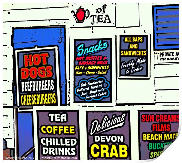 Comic effect cafe wall. Print by john hill