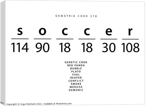 Soccer word code in the English Gematria Canvas Print by Ingo Menhard