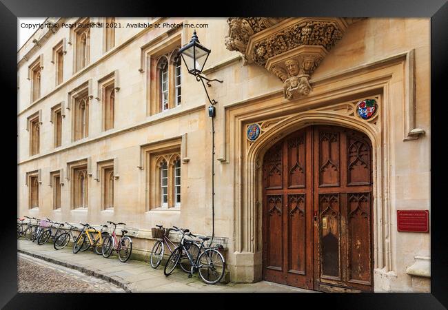 Pembroke College Bikes in Oxford Framed Print by Pearl Bucknall