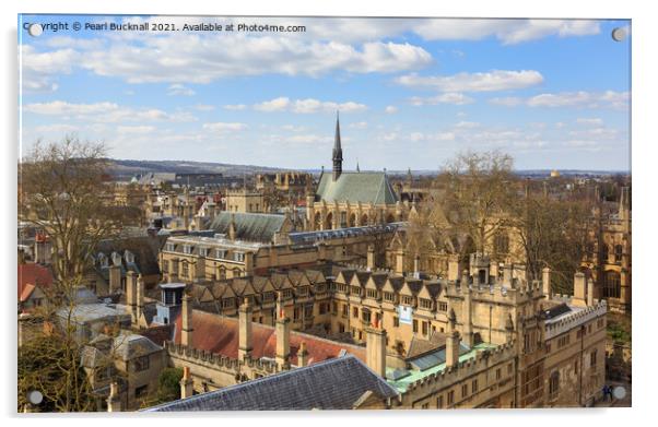 Oxford City Skyline Acrylic by Pearl Bucknall