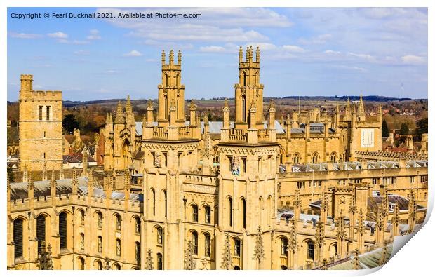 Oxford Spires Cityscape Print by Pearl Bucknall