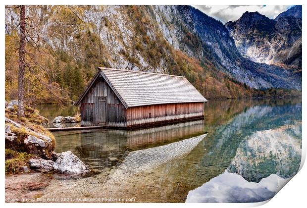 Boat house at the Obersee Print by Dirk Rüter