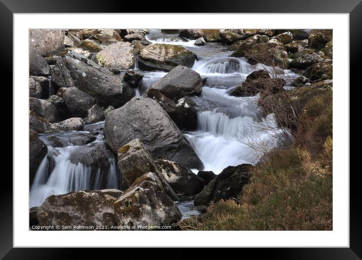 Stream flowing over rocks Framed Mounted Print by Sam Robinson