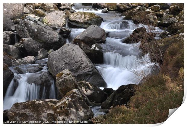 Stream flowing over rocks Print by Sam Robinson