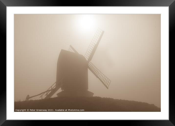 Brill Windmill In Rural Oxfordshire On A Misty Morning Framed Mounted Print by Peter Greenway
