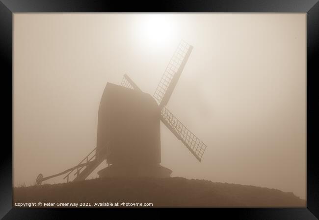 Brill Windmill In Rural Oxfordshire On A Misty Morning Framed Print by Peter Greenway