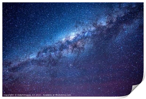 Milky Way. Night sky in Atacama desert, Chile Print by Delphimages Art