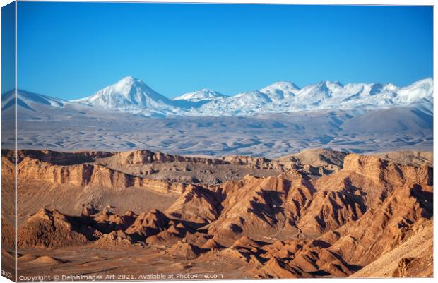 Moon Valley landscape in Atacama desert, Chile Canvas Print by Delphimages Art