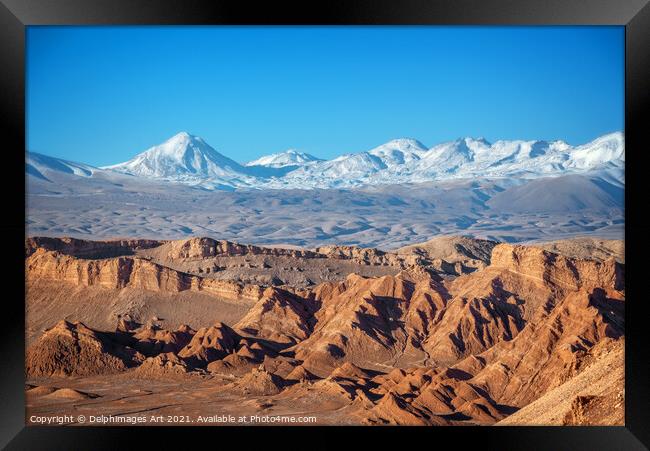 Moon Valley landscape in Atacama desert, Chile Framed Print by Delphimages Art