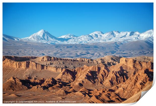 Moon Valley landscape in Atacama desert, Chile Print by Delphimages Art