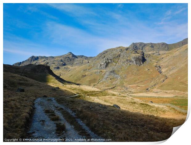 Walking through the Patterdale Valley Print by EMMA DANCE PHOTOGRAPHY