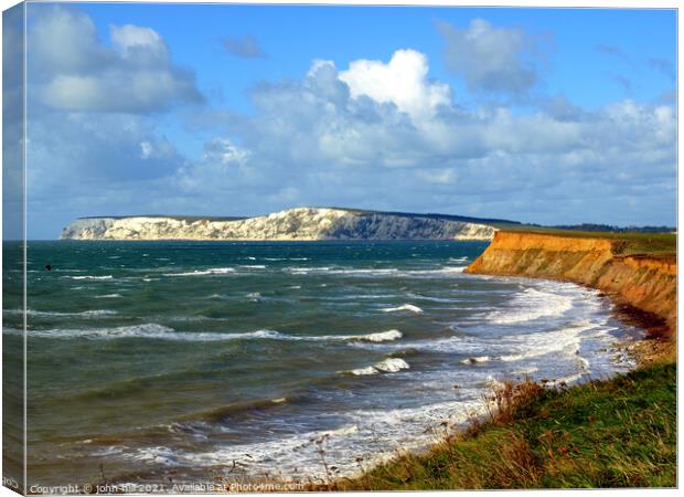 Windy Compton bay on the Isle of Wight Canvas Print by john hill