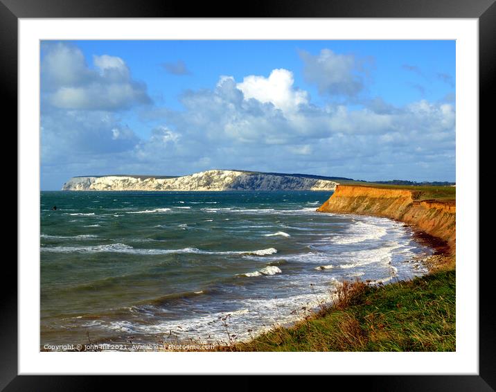 Windy Compton bay on the Isle of Wight Framed Mounted Print by john hill