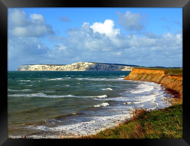 Windy Compton bay on the Isle of Wight Framed Print by john hill