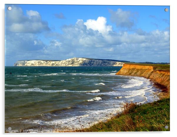 Windy Compton bay on the Isle of Wight Acrylic by john hill