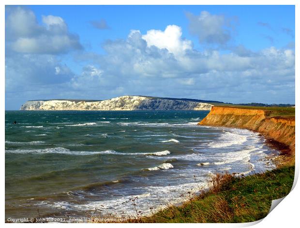 Windy Compton bay on the Isle of Wight Print by john hill