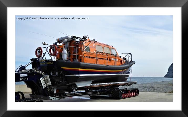 RNLI Lifeboat getting ready to launch Framed Mounted Print by Mark Chesters