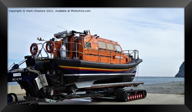 RNLI Lifeboat getting ready to launch Framed Print by Mark Chesters