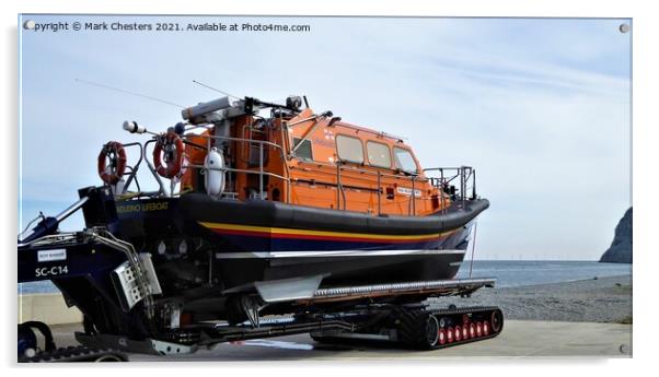 RNLI Lifeboat getting ready to launch Acrylic by Mark Chesters