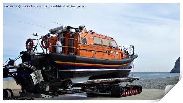 RNLI Lifeboat getting ready to launch Print by Mark Chesters