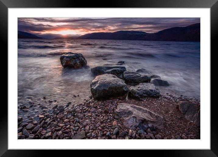 Loch Ness Fiery Sunset Framed Mounted Print by John Frid