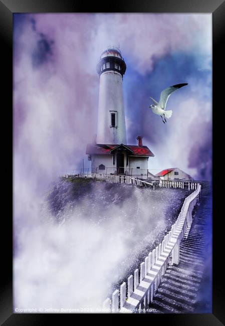 Misty Lighthouse  Framed Print by Jeffrey Burgess