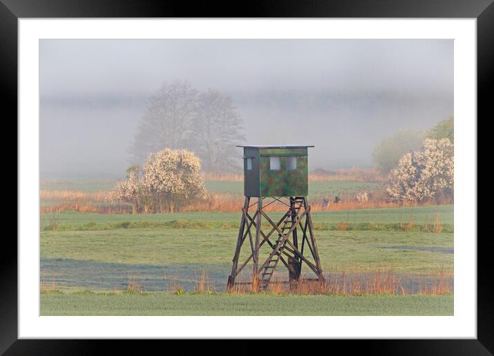 Hunter's Raised Hide in the Mist Framed Mounted Print by Arterra 