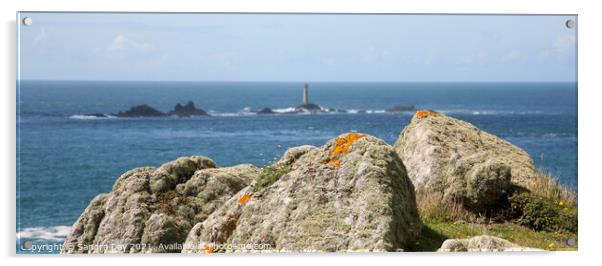 Longships Lighthouse, Lands End. Acrylic by Sandra Day