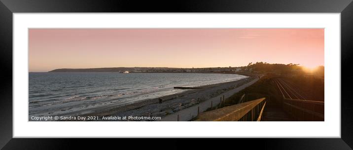 Penzance Bay Panoramic  Framed Mounted Print by Sandra Day