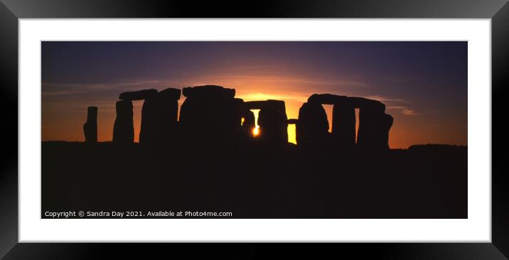 Stonehenge Dorset, Panoramic. Framed Mounted Print by Sandra Day