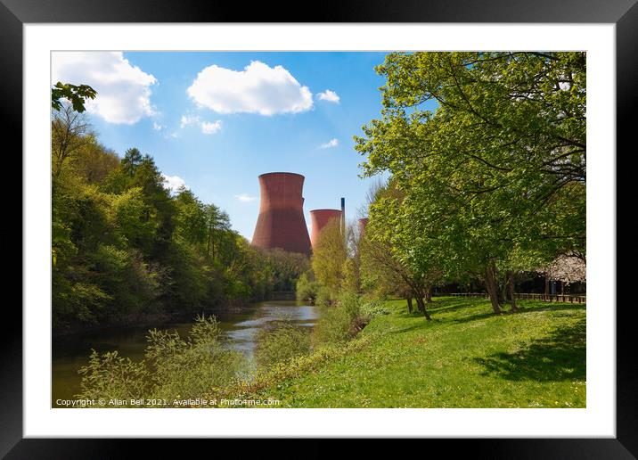 Ironbridge Power Station Cooling Towers from River Framed Mounted Print by Allan Bell