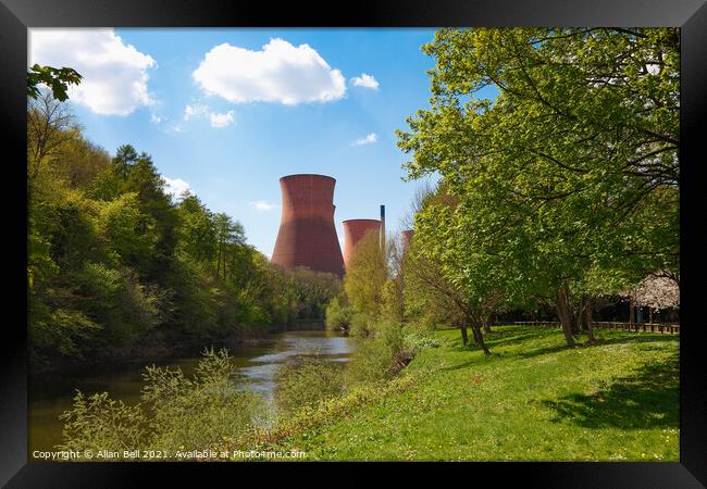 Ironbridge Power Station Cooling Towers from River Framed Print by Allan Bell