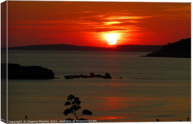 Red Sunset over Menorca  Canvas Print by Deanne Flouton
