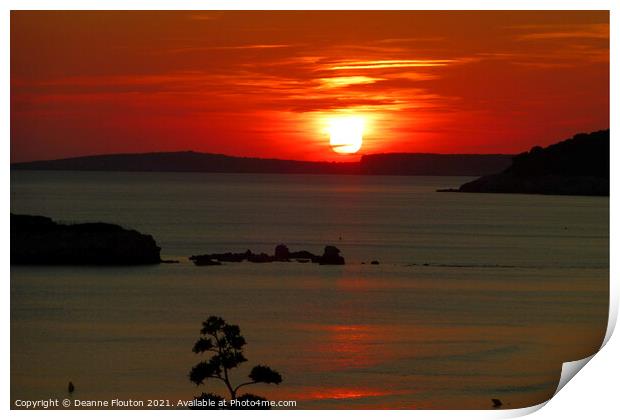Red Sunset over Menorca  Print by Deanne Flouton
