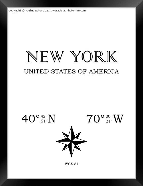 New York, USA. Coordinates Framed Print by Paulina Sator