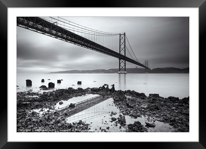 The 25th of April (25 de Abril) suspension bridge over Tagus river in Lisbon Framed Mounted Print by Paulo Rocha